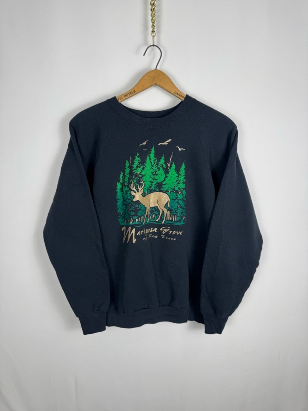 Vintage 90s Buck Forest Graphic Crewneck Men’s Black Sweater with Buck Print - Picture 7 of 7